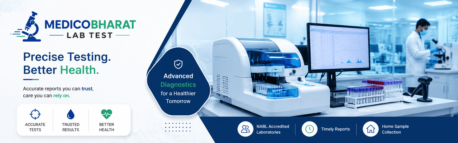 MedicoBharat Lab Test — Precise Testing, Better Health. Accurate reports you can trust, timely reports aur home sample collection.