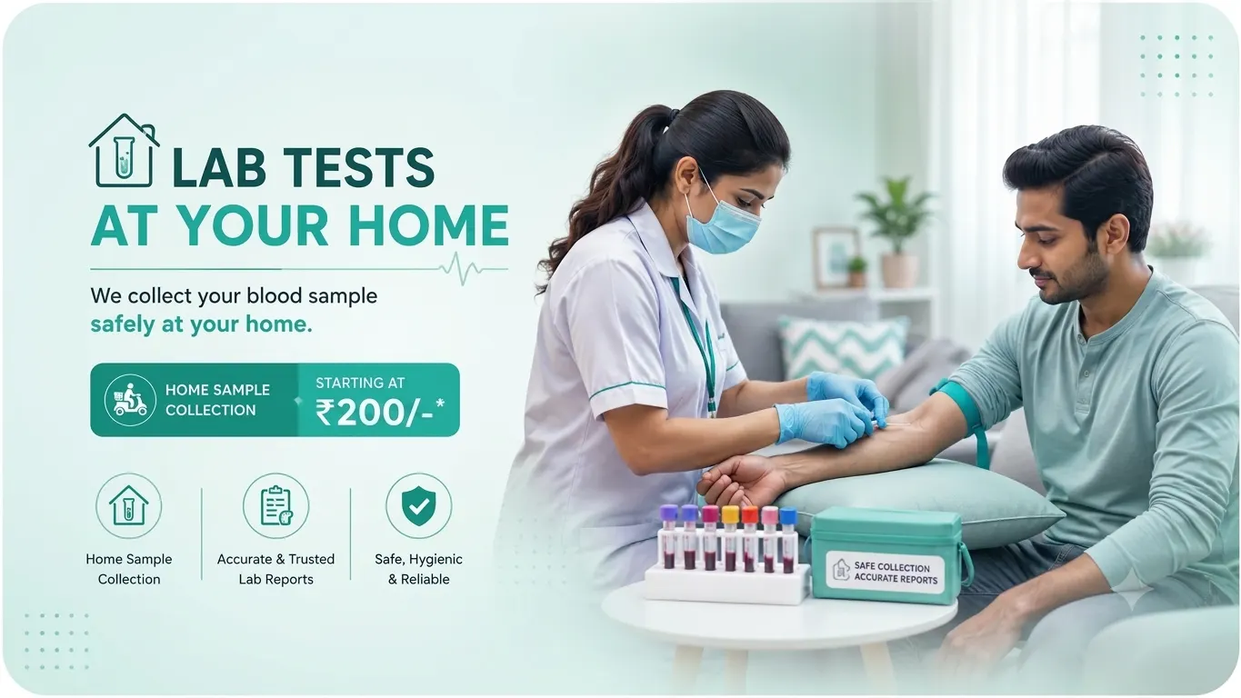 MedicoBharat ki trained phlebotomist Varanasi me ek ghar par blood sample collect kar rahi hain